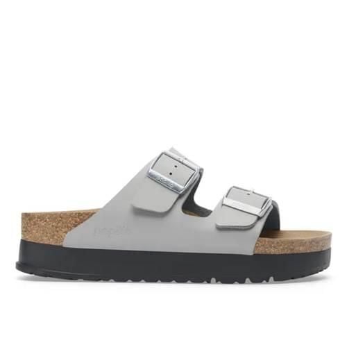 Klapki damskie Birkenstock Arizona Flex. Szare klapki Birkenstock, bez wzorów, z jeansu, bez obcasa. Za 425.35 zł.