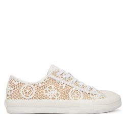 Trampki Guess. Białe trampki Guess, z aplikacjami, bez zapięcia. Za 419.99 zł.