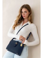 Anna Morellini Skórzana torebka "Adelma" w kolorze granatowym - 25 x 20 x 14 cm rozmiar: onesize. Niebieskie torby na ramię Anna Morellini, bez wzorów, z materiału, na ramię, bez dodatków. Za 282.99 zł.