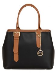 Mia Tomazzi Skórzana torebka w kolorze czarno-jasnobrązowym - 31 x 24 x 11 cm rozmiar: onesize. Brązowe torby na ramię Mia Tomazzi, bez wzorów, z materiału, przez ramię, bez dodatków. Za 349.73 zł.