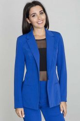 Żakiet Elegancki Taliowany na Jeden Guzik - Niebieski. Niebieskie marynarki i żakiety Figl, l, bez wzorów, z materiału, eleganckie. Za 259.00 zł.
