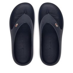 Japonki Tommy Hilfiger. Niebieskie klapki TOMMY HILFIGER, bez wzorów, bez obcasa. Za 129.99 zł.