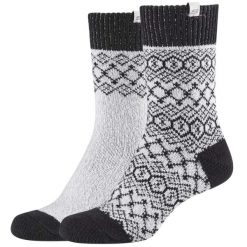 Skarpetki sportowe damskie Casual Cozy Jacquard 2PPK Socks. Szare skarpety Skechers, bez wzorów, z elastanu. Za 39.99 zł.
