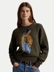 Polo Ralph Lauren Sweter 211B17762001 Zielony ciemny Relaxed Fit. Zielone swetry Polo Ralph Lauren, s, bez wzorów, z bawełny, bez ramiączek. Za 2,699.00 zł.