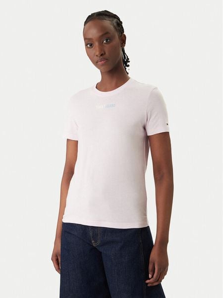 Tommy Jeans T-Shirt DW0DW22277 Różowy Regular Fit. Czerwone t-shirty Tommy Jeans, xs, bez wzorów, z bawełny, bez kołnierzyka, bez ramiączek. Za 83.99 zł.