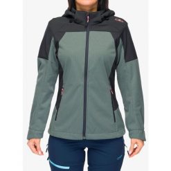 Kurtka softshell damska CMP Larisa. Zielone kurtki sportowe CMP, bez wzorów, z softshellu, bez kaptura, trekkingowe. Za 314.99 zł.