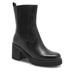 Botki Lasocki. Czarne botki Lasocki, bez wzorów, bez obcasa, na słupku, bez zapięcia. Za 299.99 zł.
