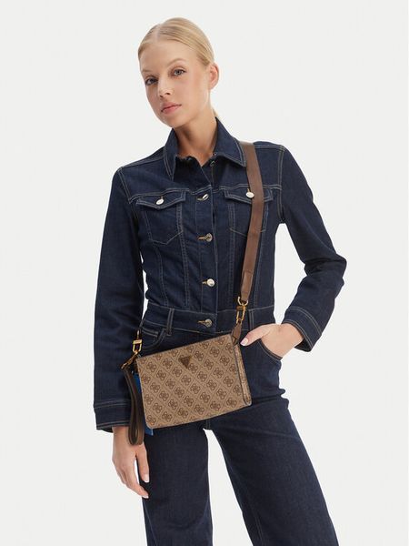 Guess Saszetka HMMILO P6157 Beżowy. Brązowe torby na ramię Guess, z aplikacjami, ze skóry, bez dodatków. Za 264.99 zł.