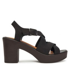 Sandały Lasocki. Czarne sandały Lasocki, bez wzorów, bez obcasa, na słupku, bez zapięcia. Za 169.99 zł.