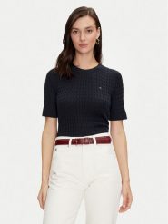Tommy Hilfiger Sweter WW0WW41787 Czarny Regular Fit. Niebieskie swetry TOMMY HILFIGER, s, bez wzorów, z bawełny, bez ramiączek. Za 319.99 zł.