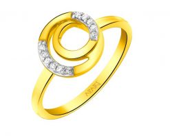 Pierścionek z żółtego złota z diamentami - koło - 0,05 ct - próba 375. Żółte pierścionki Apart, z diamentem, złote. W wyprzedaży za 1,113.00 zł.
