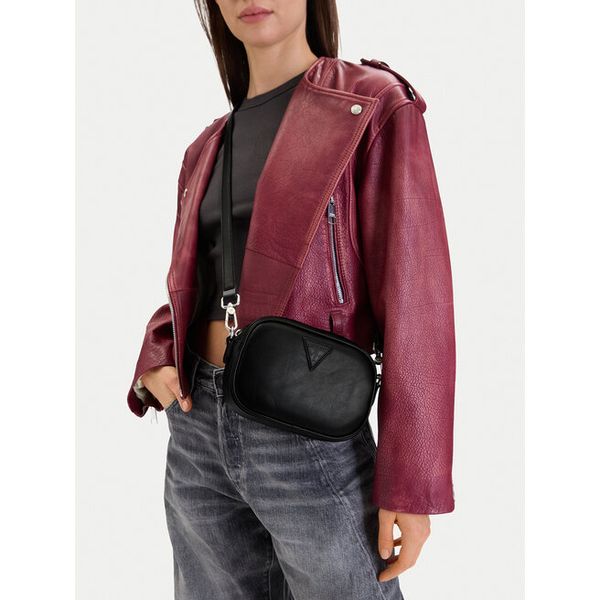Torebka Guess Jeans. Czarne listonoszki Guess Jeans, z aplikacjami, z jeansu, bez dodatków. Za 169.99 zł.
