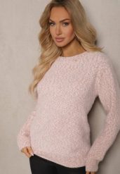 Różowy Sweter z Wełną w Klasycznym Stylu Zentina. Czerwone swetry Renee, na zimę, l, bez wzorów, z wełny, bez ramiączek. Za 44.99 zł.