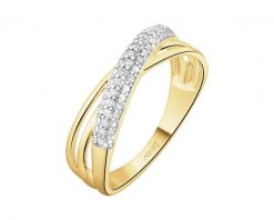 Pierścionek z żółtego złota z diamentami - 0,21 ct - próba 585. Żółte pierścionki Apart, z diamentem, złote. Za 3,990.00 zł.