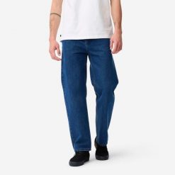 Dżinsy na deskorolkę DN900 z grubej bawełny indygoProsty luźny krój "relaxed". Jeansy DECATHLON, l, bez wzorów, z standardowym stanem. Za 179.99 zł.
