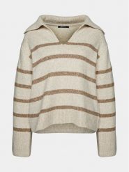 Gina Tricot Sweter 20423 Beżowy Regular Fit. Brązowe swetry Gina Tricot, m, bez wzorów, z syntetyku, bez ramiączek. Za 99.99 zł.