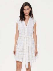 Iconique Sukienka letnia Ilizia IC24-018 Biały Regular Fit. Białe sukienki Iconique, na lato, m, bez wzorów, z bawełny, bez kołnierzyka, bez ramiączek. Za 289.99 zł.