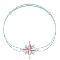 Bransoletka z posrebrzanym Kompasem na dwóch sznurkach. Niebieskie bransoletki Lilou, posrebrzane. Za 138.00 zł.