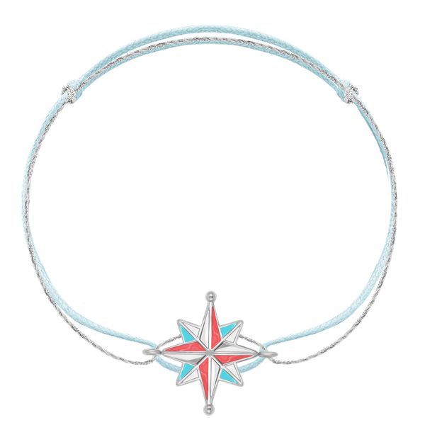Bransoletka z posrebrzanym Kompasem na dwóch sznurkach. Niebieskie bransoletki Lilou, posrebrzane. Za 138.00 zł.