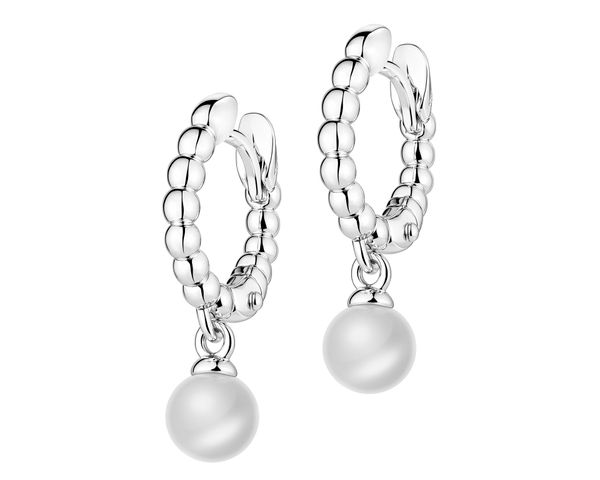 Kolczyki srebrne z perłami - koła. Szare kolczyki Apart, srebrne. Za 199.00 zł.