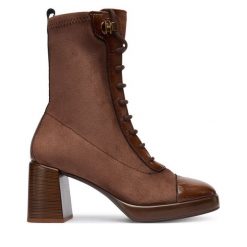 Botki Hispanitas. Brązowe botki Hispanitas, bez wzorów, bez obcasa, na słupku, bez zapięcia. Za 789.99 zł.