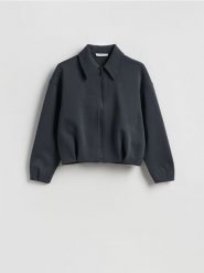 Rozpinana bluza - ciemnoszary. Szare bluzy Reserved, l, bez wzorów, z bawełny, bez kaptura. Za 119.99 zł.