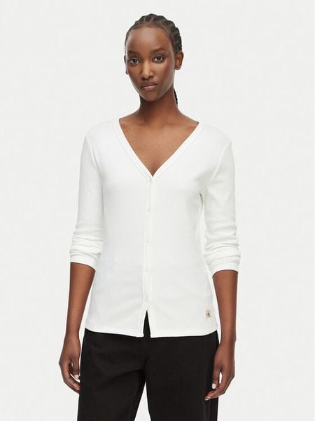 Calvin Klein Jeans Bluzka LV047G207G Biały Regular Fit. Białe bluzki Calvin Klein Jeans, xl, bez wzorów, z bawełny, bez kołnierzyka, bez ramiączek. Za 249.99 zł.