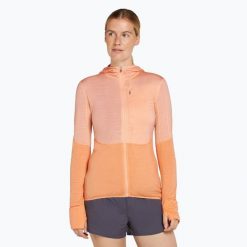 Bluza trekkingowa damska icebreaker Merino 200 Realfleece Descender Zip Hoodie. Brązowe bluzy Icebreaker, bez wzorów, bez kaptura. Za 599.99 zł.