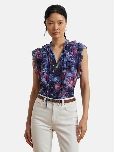 LAUREN RALPH LAUREN Bluzka 200970718001 Granatowy Relaxed Fit. Niebieskie bluzki Lauren Ralph Lauren, xs, bez wzorów, z syntetyku, bez kołnierzyka, bez ramiączek. Za 489.99 zł.