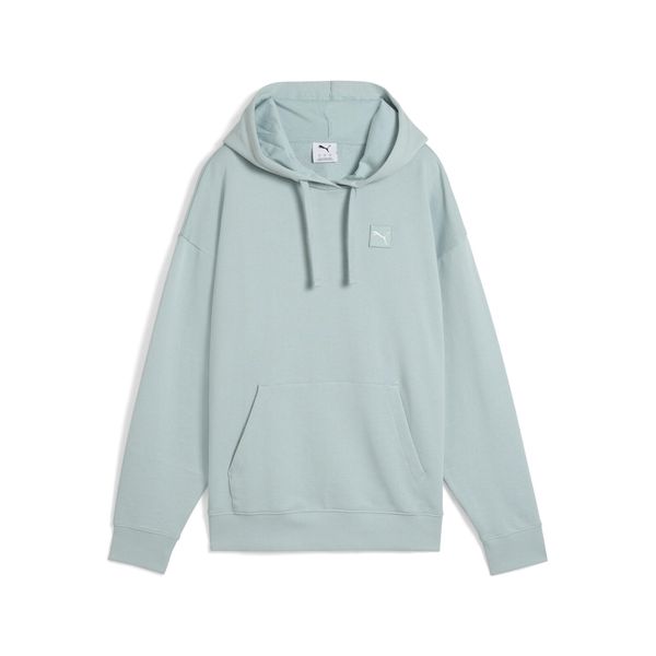 Damska wygodna bluza z kapturem ESS ELEVATED PUMA Modern Mint Green. Zielone bluzy Puma, z aplikacjami, prążkowane, z kapturem. Za 159.00 zł.