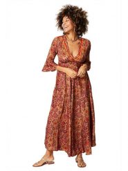 Aller Simplement Sukienka w kolorze karmelowo-czerwonym rozmiar: 38/40. Brązowe sukienki Aller Simplement, bez wzorów, bez kołnierzyka, bez ramiączek, maxi. Za 56.99 zł.