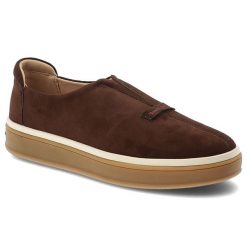Mokasyny damskie Daniel Lopez, zamszowa cholewka wsuwany fason minimalistyczny design gruba elastyczna podeszwa okrągły nosek, brązowe, TT2D4083. Brązowe mokasyny Daniel Lopez, bez wzorów, z zamszu, z okrągłym noskiem, bez obcasa. Za 289.00 zł.