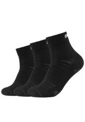 Skarpetki sportowe dla dorosłych 3PPK Unisex Mesh Ventilation Quarter Socks. Czarne skarpety Skechers, bez wzorów, z bawełny. Za 29.99 zł.
