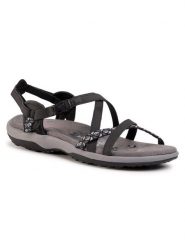 Skechers Sandały Reggae Slim 40955/BLK Czarny. Czarne sandały Skechers, bez wzorów, ze skóry, bez obcasa, na płaskiej podeszwie, bez zapięcia. Za 239.99 zł.