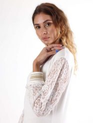Bluza z zamek błyskawiczny na co dzień na siłownię. Białe bluzy sportowe LEONE 1947 APPAREL, l, bez wzorów, z koronki, bez kaptura. Za 147.31 zł.