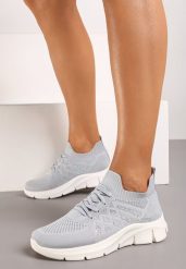 Szare Buty Sportowe z Elastyczną Wsuwaną Cholewką i Wkładką ze Skóry Naturalnej Rantia. Szare obuwie sportowe Renee, z gumy, bez zapięcia. Za 44.99 zł.