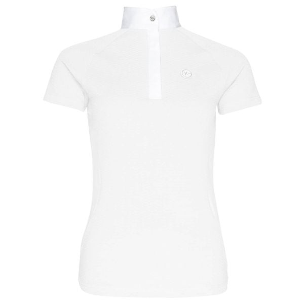 Damska koszulka konkursowa Kingsland Hanna. Białe bluzki KINGSLAND, bez wzorów, sportowe, bez kołnierzyka, bez ramiączek. Za 322.50 zł.