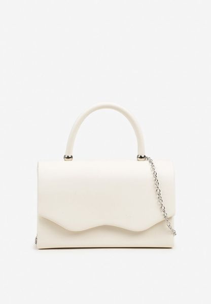 Biała Wieczorowa Torebka o Prostokątnym Kształcie z Rączką i Klapą Zarissae. Białe torby na ramię Renee, bez wzorów, z poliesteru, klasyczne, na ramię, małe, bez dodatków. Za 69.99 zł.