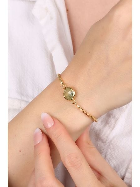 Pierres delicates Pozłacana bransoletka z prehnitem rozmiar: onesize. Zielone bransoletki Pierres delicates, z prehnitem, pozłacane. Za 79.21 zł.