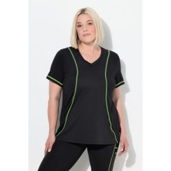Damskie Bluzka funkcyjna odblask dekolt w szpic rękaw 1/2 z recyklingu. Czarne koszulki sportowe Ulla Popken, bez wzorów, z elastanu, bez ramiączek. Za 199.99 zł.