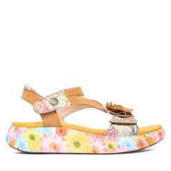 Sandały Laura Vita. Żółte sandały Laura Vita, bez wzorów, bez obcasa, na płaskiej podeszwie, bez zapięcia. Za 439.99 zł.