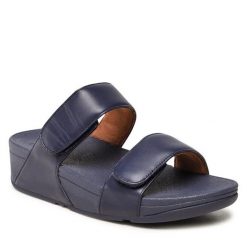 Klapki FitFlop. Niebieskie klapki FitFlop, bez wzorów, bez obcasa. Za 259.99 zł.
