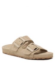 Manebi Klapki Traveler Nordic Sandals K 1.1 RT Beżowy. Brązowe klapki Manebi, bez wzorów, ze skóry, bez obcasa. Za 519.99 zł.