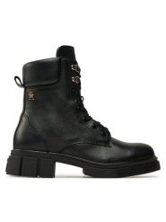Tommy Hilfiger Trapery Lace-Up Biker Leather FW0FW08167 Czarny. Czarne trapery i śniegowce TOMMY HILFIGER, ze skóry. Za 899.99 zł.