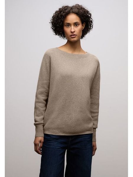Street One Sweter w kolorze beżowym rozmiar: 38. Brązowe swetry Street One, bez wzorów, z bawełny, bez ramiączek. Za 126.99 zł.
