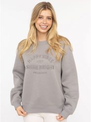 Zwillingsherz Bluza "Happy Vibes" w kolorze szarym rozmiar: L/XL. Szare bluzy Zwillingsherz, l, bez wzorów, bez kaptura. Za 215.71 zł.