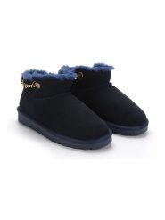 NICEBAY Skórzane botki zimowe "Gikila" w kolorze granatowym rozmiar: 38. Niebieskie botki NICEBAY, na zimę, bez wzorów, z materiału, bez obcasa, bez zapięcia. Za 208.99 zł.