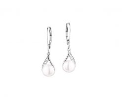Kolczyki z białego złota z diamentami i perłami - próba 585. Białe kolczyki Apart, z diamentem, złote. Za 2,059.00 zł.