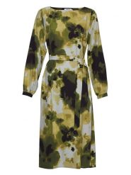 MOSS COPENHAGEN Sukienka "Daniella Diena" ze wzorem rozmiar: XS. Zielone sukienki Moss Copenhagen, na co dzień, s, bez wzorów, z wiskozy, bez kołnierzyka, bez ramiączek, midi, proste. Za 105.63 zł.