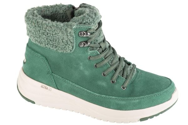 Buty zimowe damskie, On-The-Go Stellar - Winterize. Zielone trekkingi Skechers, z materiału, trekkingowe. Za 349.99 zł.